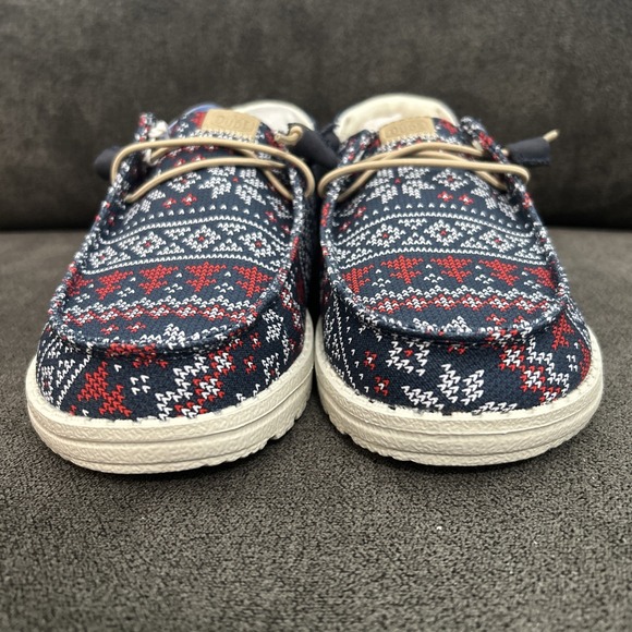 Hey Dude Wendy Winter Sweater Womens 7 Navy Blue Ugly Slip On Shoes 43536-4HQ - Picture 3 of 10